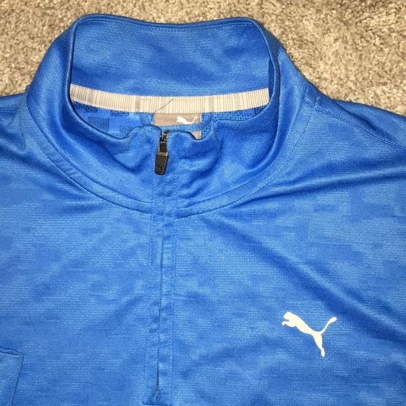 Puma mens Blue Digi Camouflage 1/4 zipper t neck golf sweatshirt sweater m - Picture 2 of 4